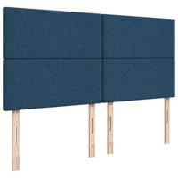 Boxspring met matras stof blauw 200x200 cm - thumbnail