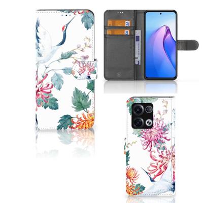 OPPO Reno8 Pro | Telefoonhoesje | Met pasjeshouder | Bird Flowers