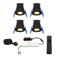 Set van 4 12V 3W - Mini LED Inbouwspot - Zwart - Dimbaar - Verzonken - Verandaverlichting - IP65 voor buiten - 2700K - Warm wit - thumbnail