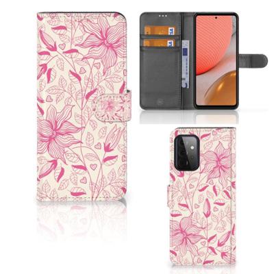 Samsung Galaxy A72 Hoesje Pink Flowers Samsung Galaxy A72 Hoesje Pink Flowers