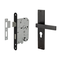 Mooi Deurbeslag Deurbeslag set Lusso met cilindergat en cilinder dag-en nacht slot - thumbnail