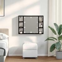 Spiegelkast met plank Zwart Eiken 76 x 15 x 55 cm Bewerkt hout - thumbnail