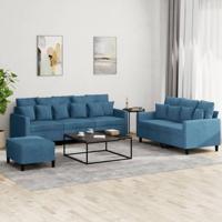 3-delige Loungeset met kussens fluweel blauw - thumbnail
