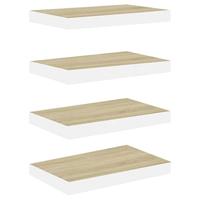 VidaXL Wandschappen zwevend 4 st 50x23,5x3,8 cm mdf eikenkleurig en wit - thumbnail