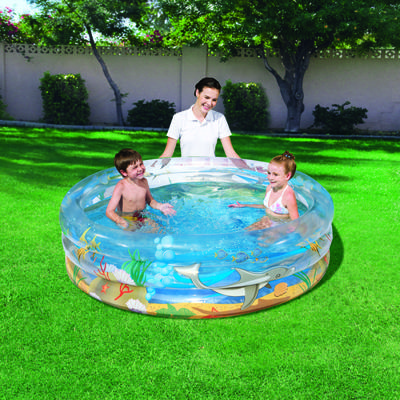 Bestway Opblaasbaar Zwembad 3 Ringen Transparant Tropisch 150x53 cm +6 Jaar Tuin 51045 - thumbnail