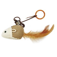 Muis met veer belletje en catnip speelgoed voor de kat - thumbnail
