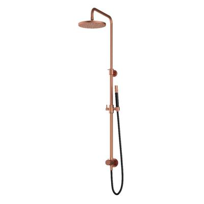 Hotbath Cobber - Stortdoucheset - 200 mm Hoofddouche - 360 mm Hartafstand - Glijstang - Staafmodel Handdouche - Geborsteld Koper PVD - Opbouw - 1/2 Inch Aansluiting - V01