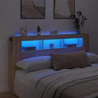Hoofdbord met LED 180x18,5x103,5 cm bewerkt hout sonoma eiken - thumbnail