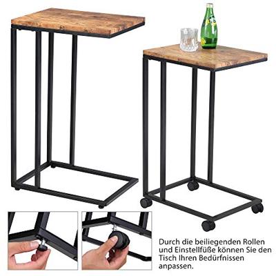 Bijzettafel met wieltjes - 40x30x65 cm - zwart frame hout - bank, sofa, bed Bijzettafel met wieltjes - 40x30x65 cm - zwart frame hout - bank, sofa, bed