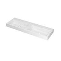 INK Momento Wastafel Polystone Dubbel Zonder Kraangat - 1400x450x90 mm - Mat Wit - thumbnail