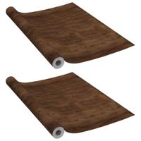 VidaXL Meubelfolies zelfklevend 2 st 500x90 cm pvc donkereikenkleurig - thumbnail