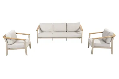 Loungeset Olivia Latte Set 3 delig 3 zits Kussens 4SO Lounge Bank Stoelen Buiten Tuin 4 Seasons