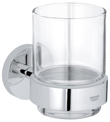 GROHE Essentials Bekerhouder - 10.6x9.9cm - met glas - chroom 40447001
