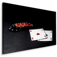 Schilderij - Pokerfiches en speelkaarten, premium print - thumbnail