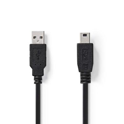 USB 2.0-Kabel | A Male - Mini 5-Pins Male | 1,0 m | Zwart