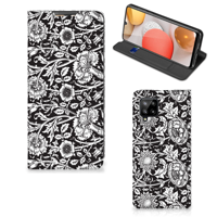 Samsung Galaxy A42 Smart Cover Black Flowers - thumbnail