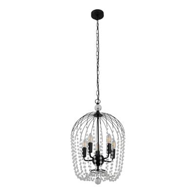 Searchlight KroonluchterShower zwart met kristal - 30216-5BK