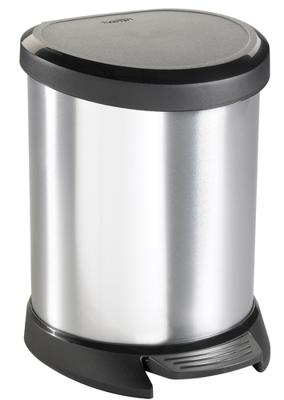 Curver decobin ovalen pedaalemmer 5l zilver/zwart