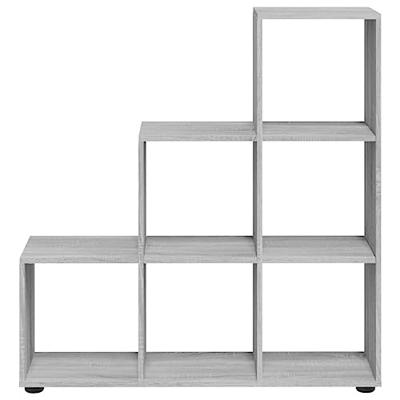 Boekenkast trapvormig 107 cm bewerkt hout grijs sonoma eiken