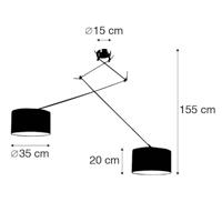 QAZQA Hanglamp zwart met kap 35 cm grijs verstelbaar 2-lichts - Blitz - thumbnail
