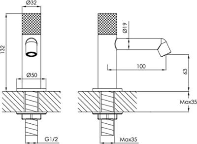 Ben Engraved Cross fonteinkraan chroom