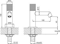 Ben Engraved Cross fonteinkraan geborsteld koper pvd - thumbnail