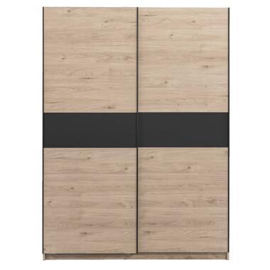 Schuifdeurkast Genua - eikenkleur/antraciet - 204x150x60 cm