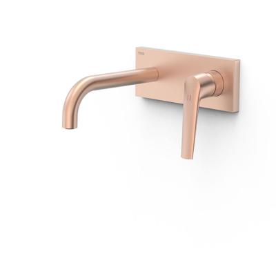 Wastafelkraan Inbouw Tres Fuji 18 cm Met Bedieningsplaat Mat Rose Gold Tres