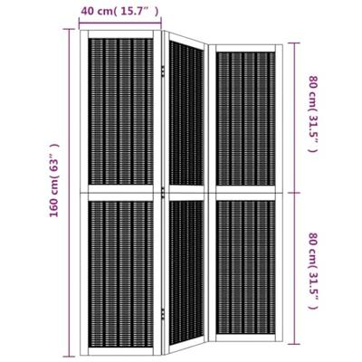 Kamerscherm met 3 panelen massief paulowniahout bruin - thumbnail