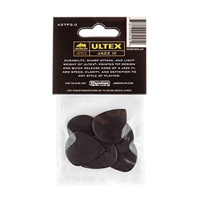Dunlop Ultex Jazz III 2.0mm 6-pack plectrumset zwart