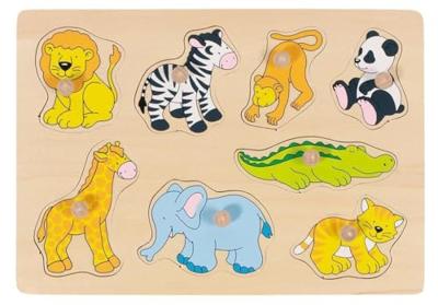Goki houten noppenpuzzel wilde dieren