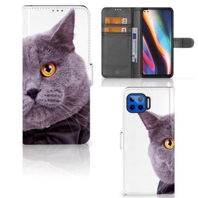 Motorola Moto G 5G Plus | Telefoonhoesje | Met pasjeshouder | Kat Motorola Moto G 5G Plus | Telefoonhoesje | Met pasjeshouder | Kat