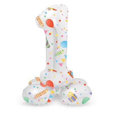 Folat BV Staande folieballon joyful party cijfer 1 -72cm Folat BV Staande folieballon joyful party cijfer 1 -72cm