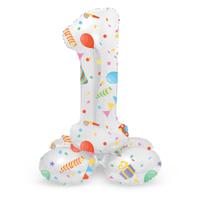 Folat BV Staande folieballon joyful party cijfer 1 -72cm - thumbnail