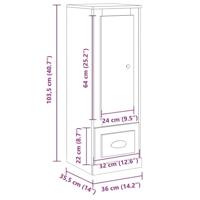 Hoge kast 36x35,5x103,5 cm bewerkt hout oud houtkleurig - thumbnail