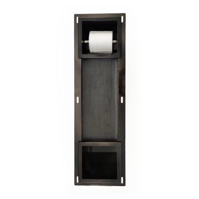 Inbouw Toiletrolhouder AQS met Reserve Rolhouder RVS Black Chrome Aqua Splash