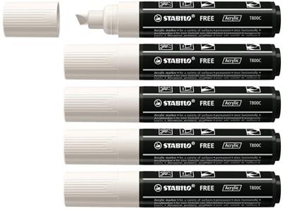 Acrylmarker STABILO Free Acrylic T800C wit | 5 stuks