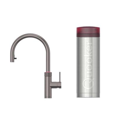 Quooker Flex Round Keukenkraan Set - Kokend Warm- en Koud Water - Uittrekbare Slang - Gunmetal - met COMBI+ Reservoir