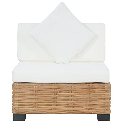 Bank zonder armleuning met kussens natuurlijk rattan