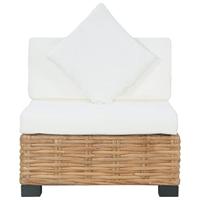 Bank zonder armleuning met kussens natuurlijk rattan - thumbnail