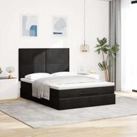 Ottoman bed met matrassen 140x200cm fluweel zwart - thumbnail