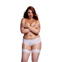Baci - Witte Roos Open Kruis Boyshort Panty XL - thumbnail