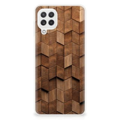Bumper Hoesje voor Samsung Galaxy A22 4G | M22 Wooden Cubes Bumper Hoesje voor Samsung Galaxy A22 4G | M22 Wooden Cubes