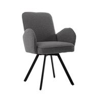 Tower Living Draaibare Eetkamerstoel 'Livo' Bouclé, kleur Antraciet - thumbnail