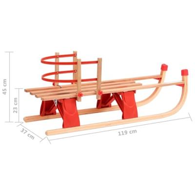 Sneeuwslee met rugleuning inklapbaar 119 cm hout - thumbnail