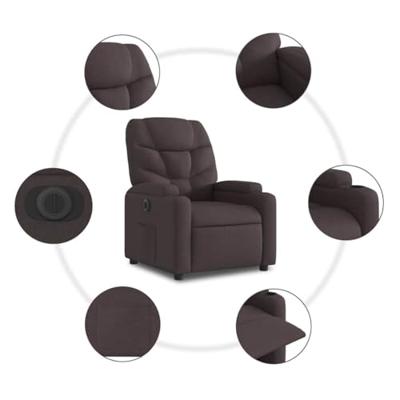 Fauteuil verstelbaar elektrisch stof donkerbruin - thumbnail