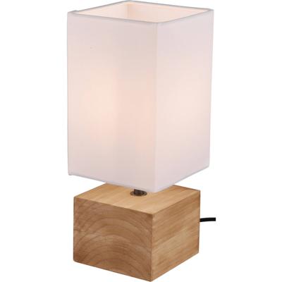 LED Tafellamp - Tafelverlichting - Trion Wooden - E14 Fitting - Vierkant - Mat Wit - Hout