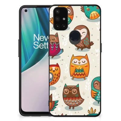 OnePlus Nord N10 5G Dierenprint Telefoonhoesje Vrolijke Uilen OnePlus Nord N10 5G Dierenprint Telefoonhoesje Vrolijke Uilen