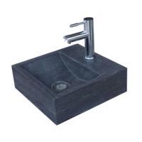 Fonteinset Sanilux Square Hardsteen met kraan, waste & sifon 30x30x10cm - thumbnail