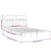 Bedframe met hoofdbord metaal zwart 140x190 cm - thumbnail